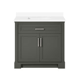 SCARLETT 36IN VANITY IN CHARCOAL GOAL WITH WHITE QUARTZ TOP & CERAMIC BASIN