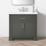 SCARLETT 36IN VANITY IN CHARCOAL GOAL WITH WHITE QUARTZ TOP & CERAMIC BASIN
