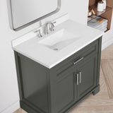 SCARLETT 36IN VANITY IN CHARCOAL GOAL WITH WHITE QUARTZ TOP & CERAMIC BASIN