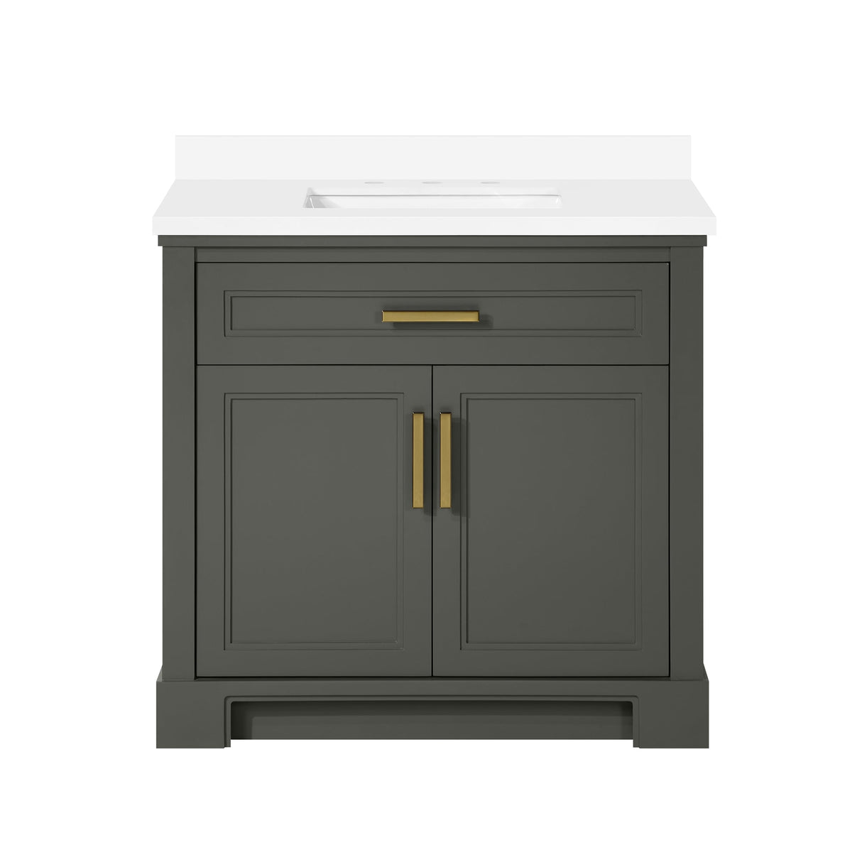 SCARLETT 36IN VANITY IN CHARCOAL GOAL WITH WHITE QUARTZ TOP & CERAMIC BASIN