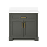 SCARLETT 36IN VANITY IN CHARCOAL GOAL WITH WHITE QUARTZ TOP & CERAMIC BASIN