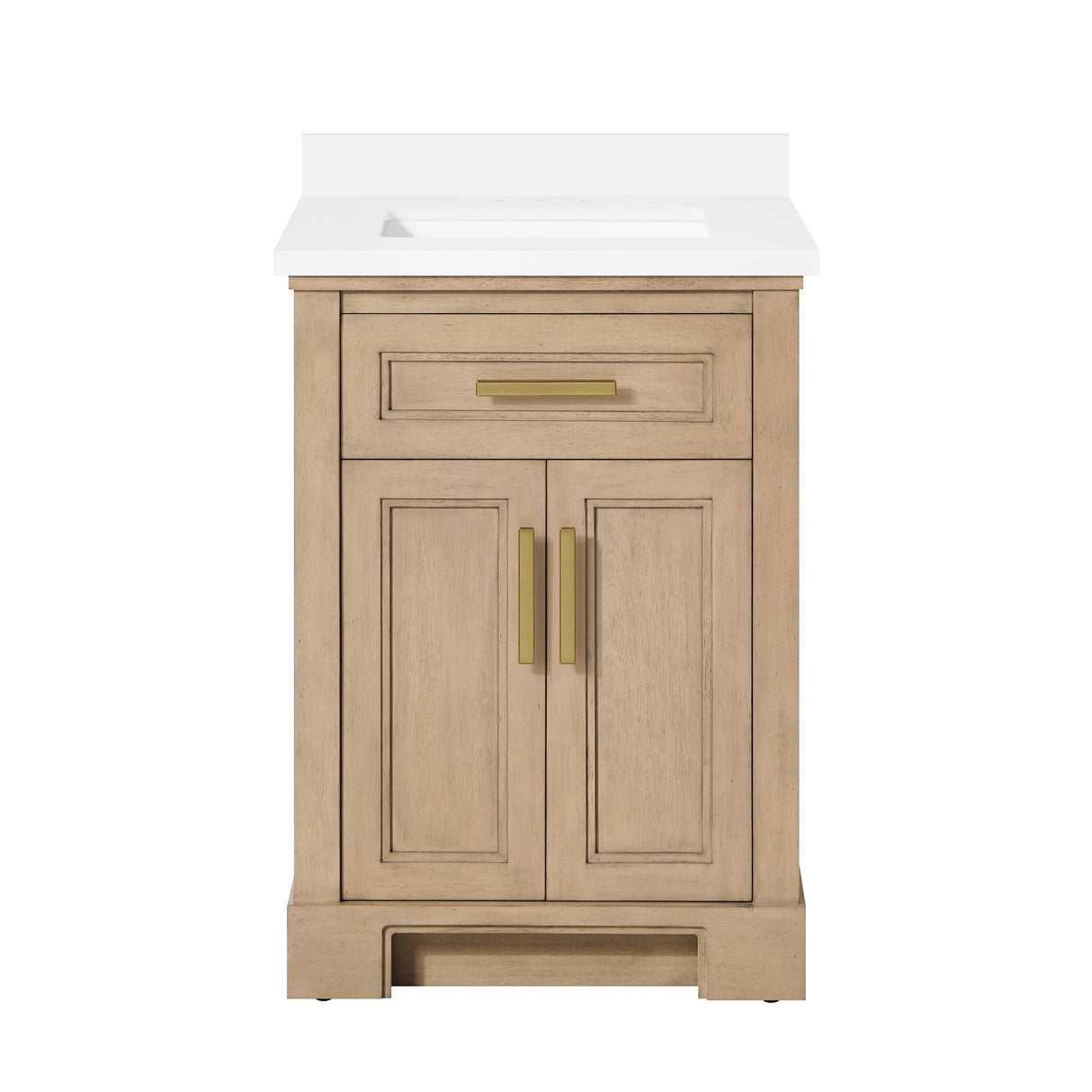 SCARLETT 24IN VANITY IN SAHARA BIRCH WITH WHITE QUARTZ TOP & CERAMIC BASIN