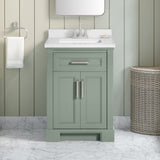 SCARLETT 24IN VANITY IN SAGE GREEN WITH WHITE QUARTZ TOP & CERAMIC BASIN