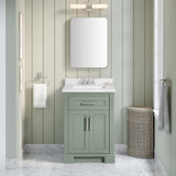 SCARLETT 24IN VANITY IN SAGE GREEN WITH WHITE QUARTZ TOP & CERAMIC BASIN