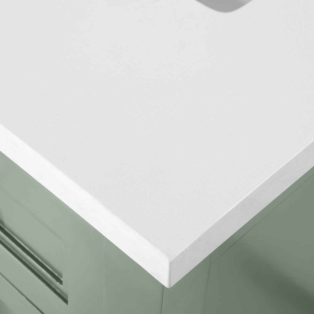 SCARLETT 24IN VANITY IN SAGE GREEN WITH WHITE QUARTZ TOP & CERAMIC BASIN