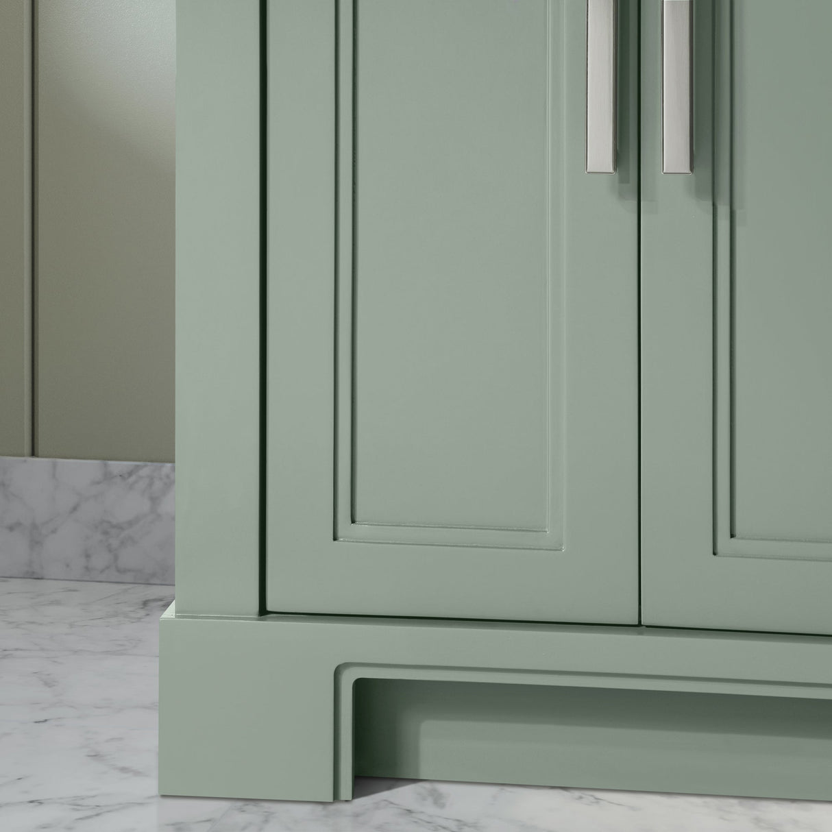 SCARLETT 24IN VANITY IN SAGE GREEN WITH WHITE QUARTZ TOP & CERAMIC BASIN