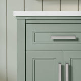 SCARLETT 24IN VANITY IN SAGE GREEN WITH WHITE QUARTZ TOP & CERAMIC BASIN