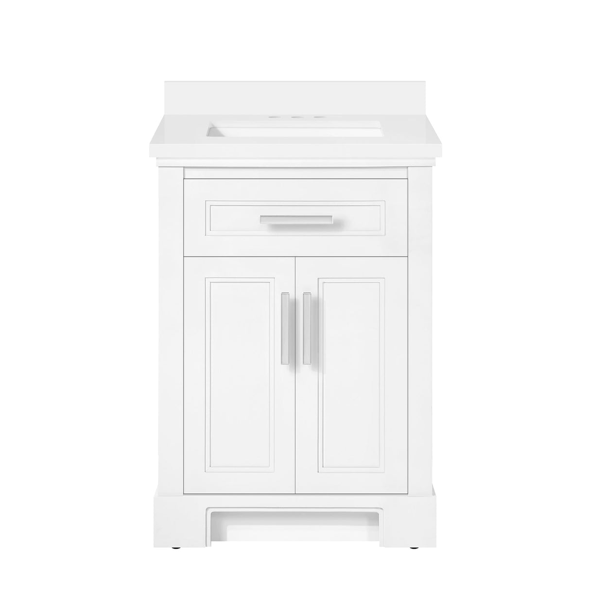 SCARLETT 24IN VANITY IN WHITE WITH WHITE QUARTZ TOP & CERAMIC BASIN