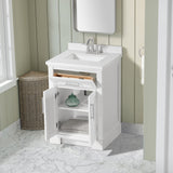 SCARLETT 24IN VANITY IN WHITE WITH WHITE QUARTZ TOP & CERAMIC BASIN
