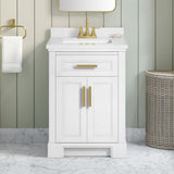 SCARLETT 24IN VANITY IN WHITE WITH WHITE QUARTZ TOP & CERAMIC BASIN