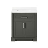 SCARLETT 30IN VANITY IN CHARCOAL GREY WITH WHITE QUARTZ TOP & CERAMIC BASIN