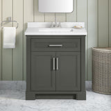 SCARLETT 30IN VANITY IN CHARCOAL GREY WITH WHITE QUARTZ TOP & CERAMIC BASIN