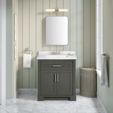 SCARLETT 30IN VANITY IN CHARCOAL GREY WITH WHITE QUARTZ TOP & CERAMIC BASIN