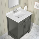 SCARLETT 30IN VANITY IN CHARCOAL GREY WITH WHITE QUARTZ TOP & CERAMIC BASIN