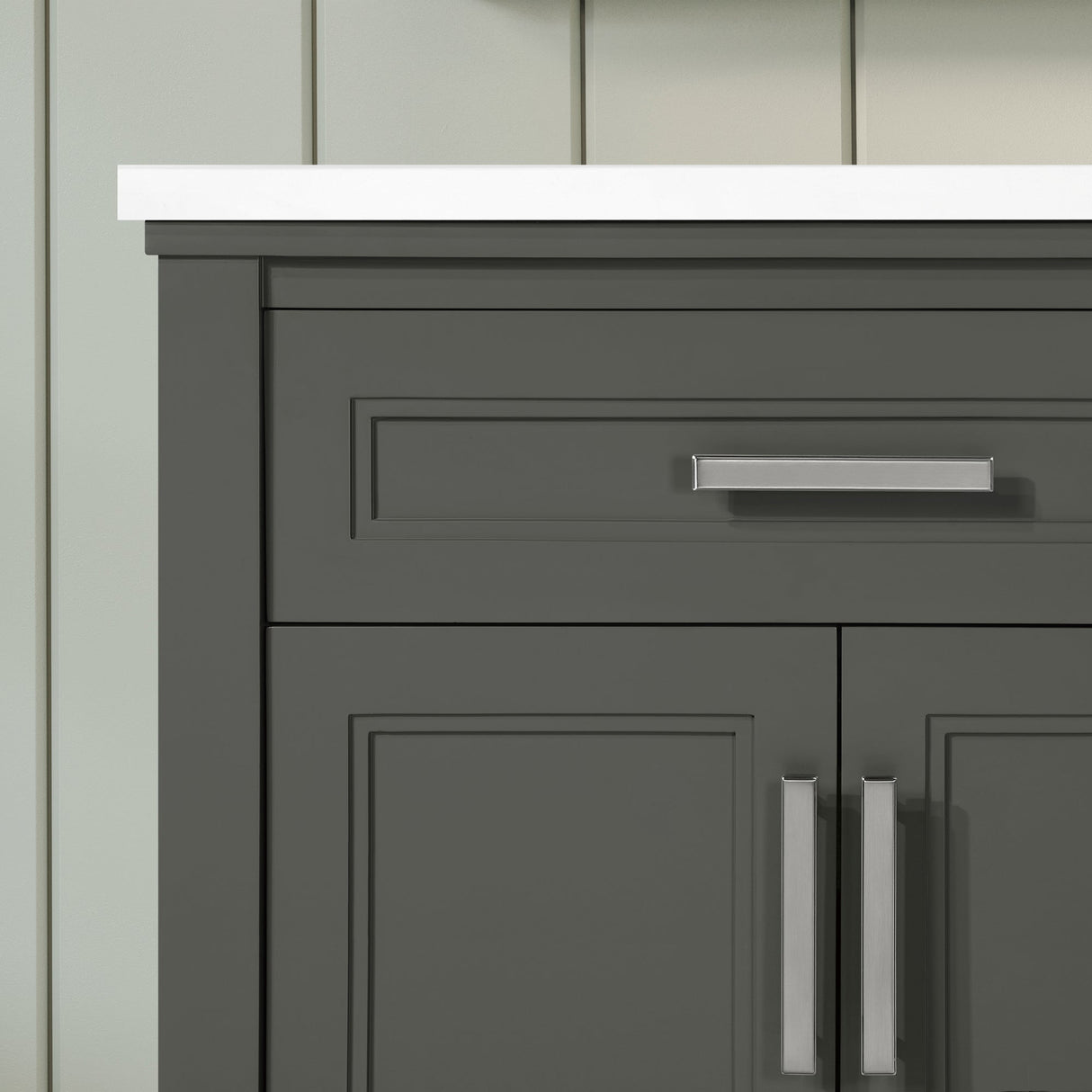 SCARLETT 30IN VANITY IN CHARCOAL GREY WITH WHITE QUARTZ TOP & CERAMIC BASIN