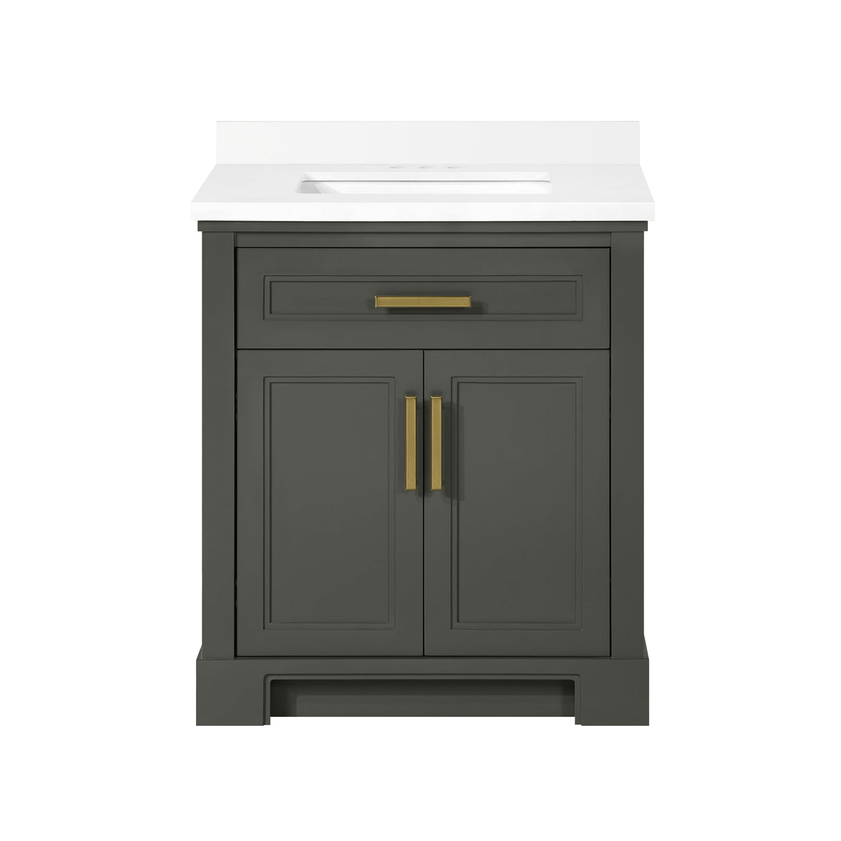 SCARLETT 30IN VANITY IN CHARCOAL GREY WITH WHITE QUARTZ TOP & CERAMIC BASIN