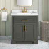 SCARLETT 30IN VANITY IN CHARCOAL GREY WITH WHITE QUARTZ TOP & CERAMIC BASIN