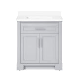 SCARLETT 30IN VANITY IN DOVE GREY WITH WHITE QUARTZ TOP & CERAMIC BASIN