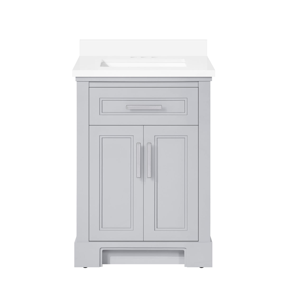 SCARLETT 24IN VANITY IN DOVE GREY WITH WHITE QUARTZ TOP & CERAMIC BASIN