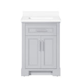 SCARLETT 24IN VANITY IN DOVE GREY WITH WHITE QUARTZ TOP & CERAMIC BASIN