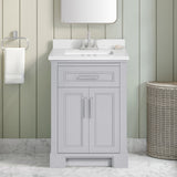 SCARLETT 24IN VANITY IN DOVE GREY WITH WHITE QUARTZ TOP & CERAMIC BASIN
