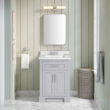 SCARLETT 24IN VANITY IN DOVE GREY WITH WHITE QUARTZ TOP & CERAMIC BASIN
