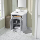SCARLETT 24IN VANITY IN DOVE GREY WITH WHITE QUARTZ TOP & CERAMIC BASIN