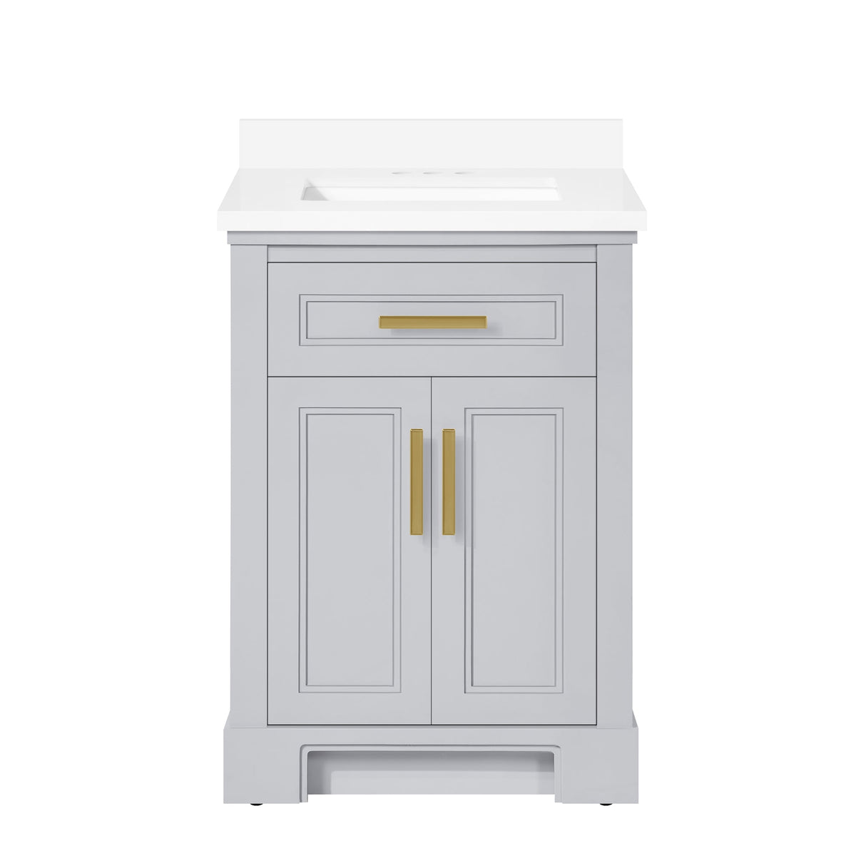 SCARLETT 24IN VANITY IN DOVE GREY WITH WHITE QUARTZ TOP & CERAMIC BASIN
