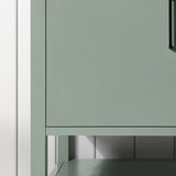 BANKS 42IN VANITY WITH SLAB DOOR IN SAGE GREEN WHITE QUARTZ TOP & CERAMIC BASIN