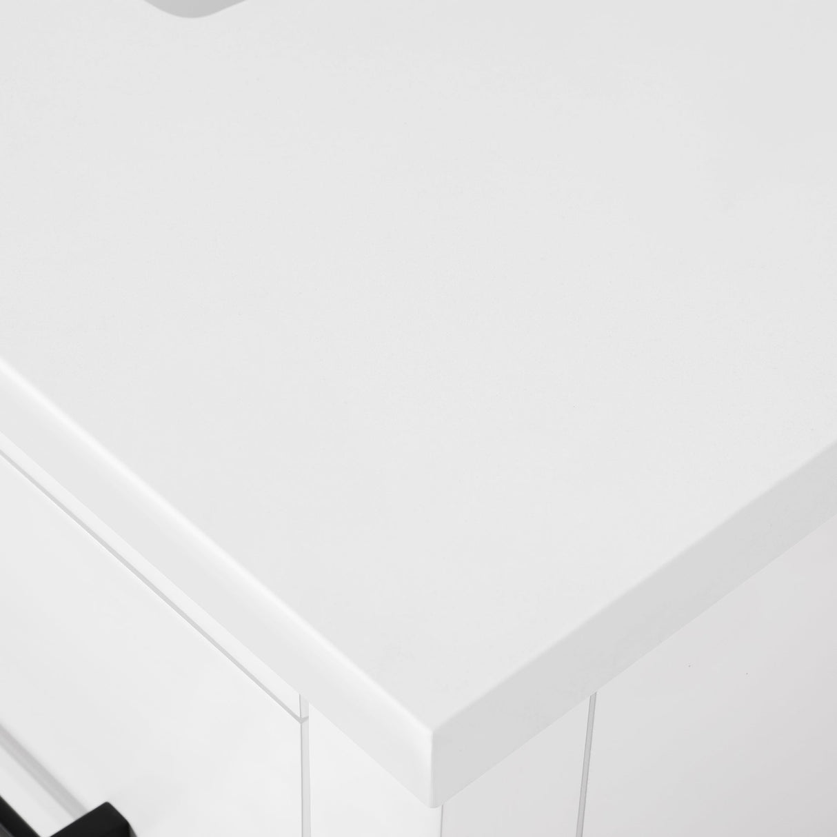 BANKS 42IN VANITY WITH SLAB DOOR IN WHITE WITH WHITE QUARTZ TOP & CERAMIC BASIN