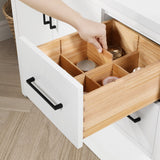 BANKS 42IN VANITY WITH SLAB DOOR IN WHITE WITH WHITE QUARTZ TOP & CERAMIC BASIN