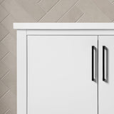 BANKS 42IN VANITY WITH SLAB DOOR IN WHITE WITH WHITE QUARTZ TOP & CERAMIC BASIN