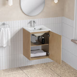 MILLS 18IN VANITY IN SAHARA BIRCH WITH A WHITE INTEGRATED CERAMIC BASIN