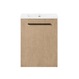 MILLS 18IN VANITY IN SAHARA BIRCH WITH A WHITE INTEGRATED CERAMIC BASIN