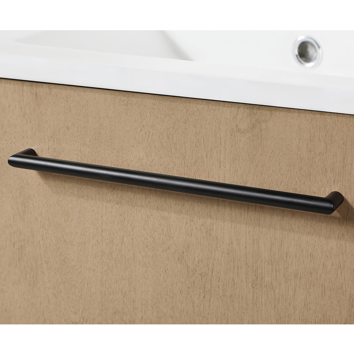 MILLS 18IN VANITY IN SAHARA BIRCH WITH A WHITE INTEGRATED CERAMIC BASIN