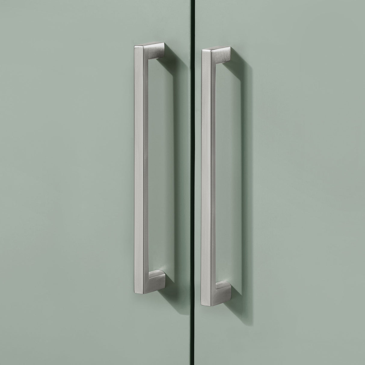 BANKS 36IN VANITY WITH SLAB DOOR IN SAGE GREEN WHITE QUARTZ TOP & CERAMIC BASIN