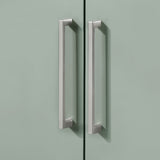 BANKS 36IN VANITY WITH SLAB DOOR IN SAGE GREEN WHITE QUARTZ TOP & CERAMIC BASIN