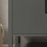 BANKS 42IN VANITY WITH SLAB DOOR IN CHARCOAL GREY WITH WHITE QUARTZ TOP & CERAMIC BASIN