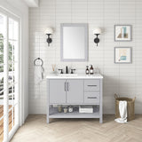 BANKS 42IN VANITY WITH SLAB DOOR IN DOVE GREY WITH WHITE QUARTZ TOP & CERAMIC BASIN