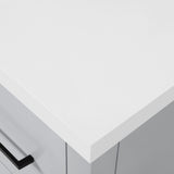 BANKS 42IN VANITY WITH SLAB DOOR IN DOVE GREY WITH WHITE QUARTZ TOP & CERAMIC BASIN