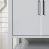 BANKS 42IN VANITY WITH SLAB DOOR IN DOVE GREY WITH WHITE QUARTZ TOP & CERAMIC BASIN