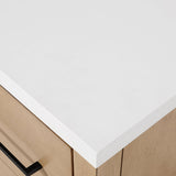 BANKS 42IN VANITY WITH SLAB DOOR IN SAHARA BIRCH WHITE QUARTZ TOP & CERAMIC BASIN