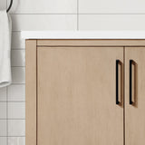 BANKS 42IN VANITY WITH SLAB DOOR IN SAHARA BIRCH WHITE QUARTZ TOP & CERAMIC BASIN