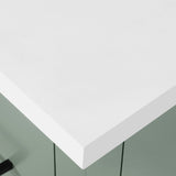 BANKS 42IN VANITY WITH SLAB DOOR IN SAGE GREEN WHITE QUARTZ TOP & CERAMIC BASIN