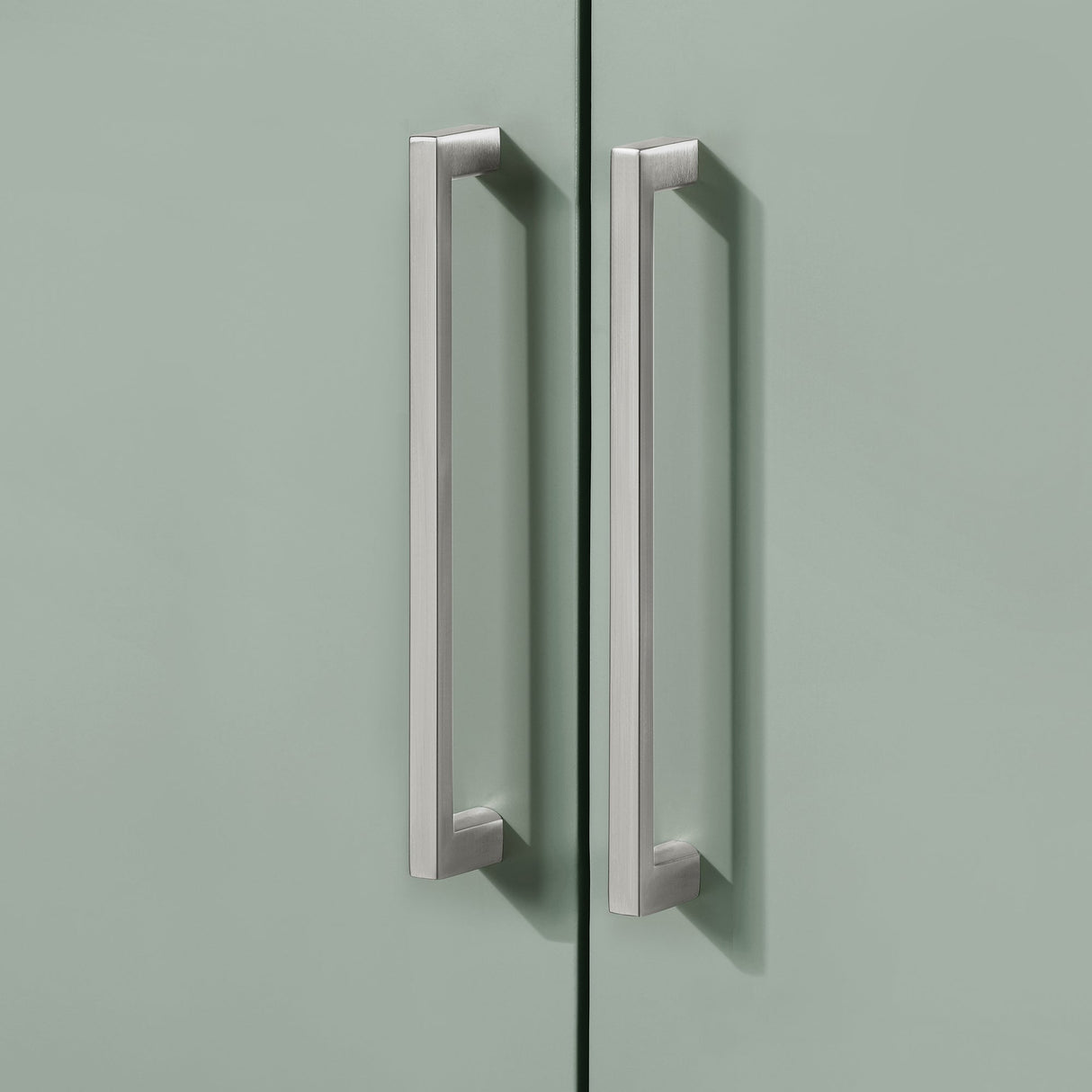 BANKS 30IN VANITY WITH SLAB DOOR IN SAGE GREEN WHITE QUARTZ TOP & CERAMIC BASIN