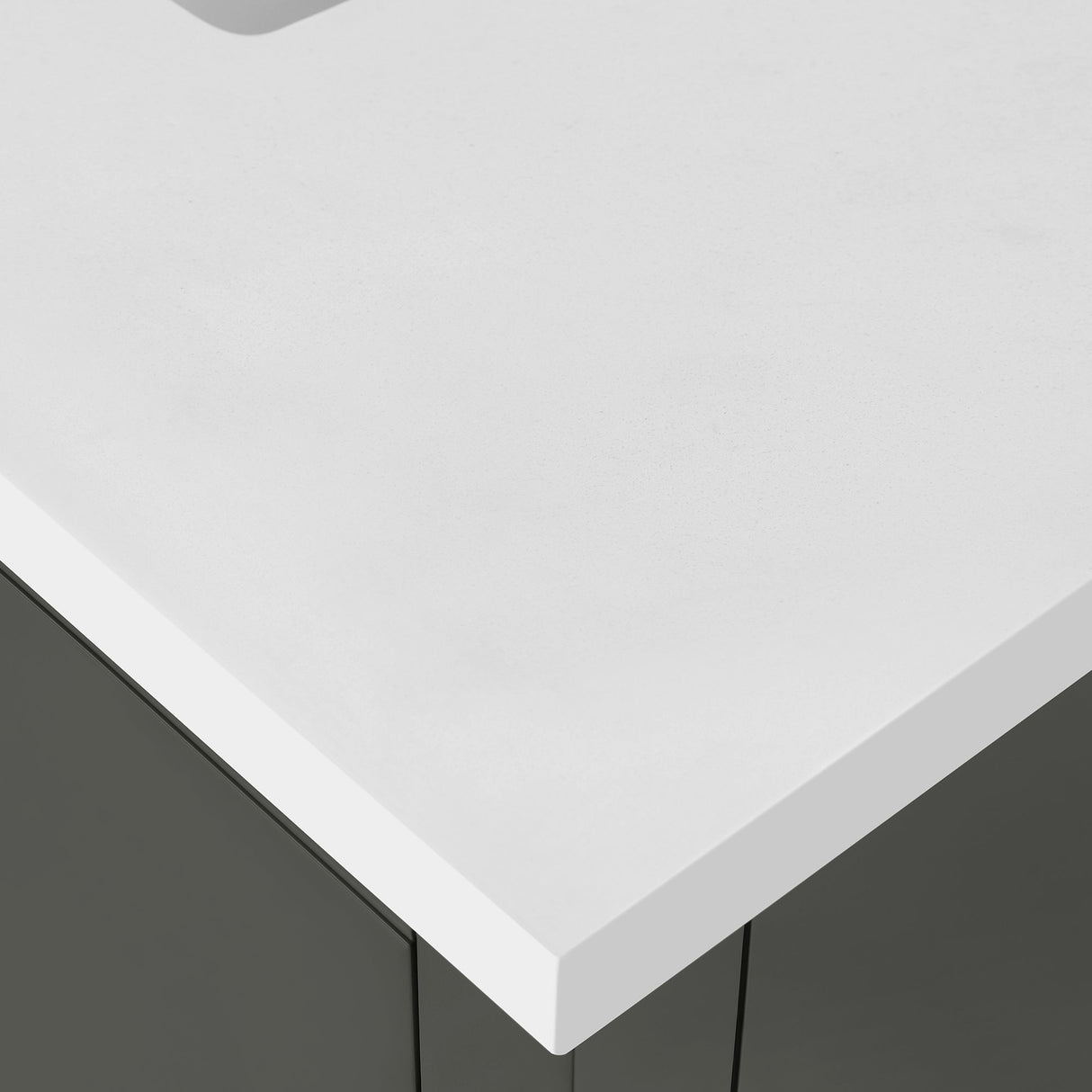 BANKS 36IN VANITY WITH SLAB DOOR IN CHARCOAL GREY WITH WHITE QUARTZ TOP & CERAMIC BASIN