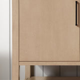 BANKS 36IN VANITY WITH SLAB DOOR IN SAHARA BIRCH WHITE QUARTZ TOP & CERAMIC BASIN