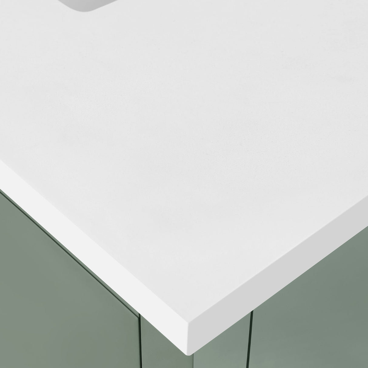 BANKS 36IN VANITY WITH SLAB DOOR IN SAGE GREEN WHITE QUARTZ TOP & CERAMIC BASIN