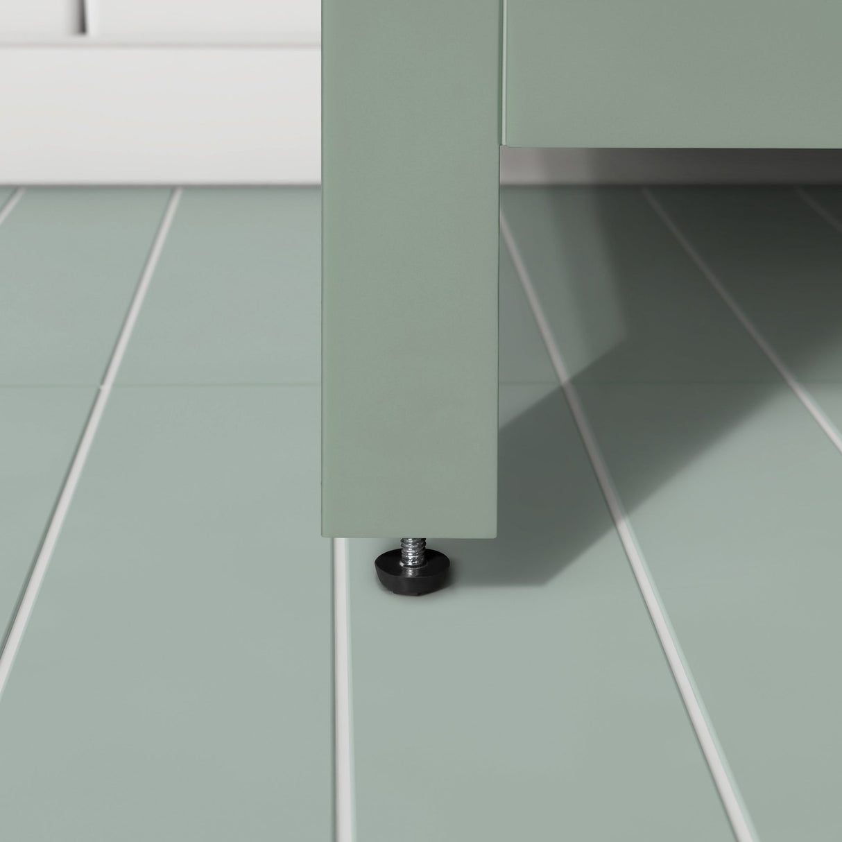 BANKS 36IN VANITY WITH SLAB DOOR IN SAGE GREEN WHITE QUARTZ TOP & CERAMIC BASIN