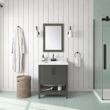 BANKS 30IN VANITY WITH SLAB DOOR IN CHARCOAL GREY WITH WHITE QUARTZ TOP & CERAMIC BASIN